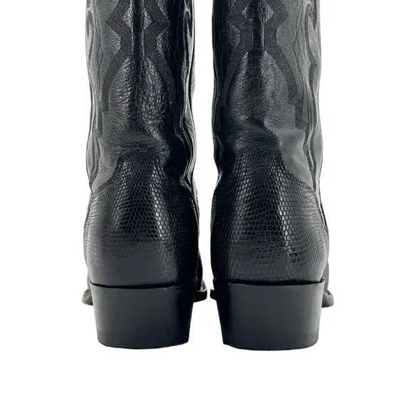 Vintage El Dorado Exotic Black Teju Lizard Cowboy Boots Mens size 9 Western 9550 - Picture 5 of 16